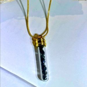 Gold Plated Obsidian Necklace